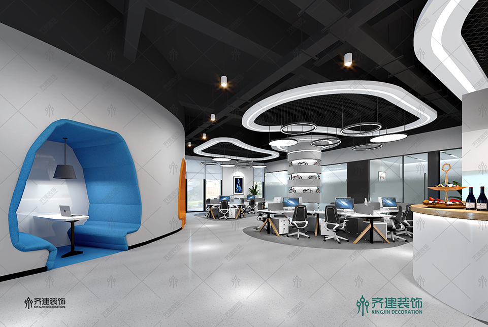 上海湯泉國際大廈開放辦公區(qū)走廊裝修設(shè)計效果圖